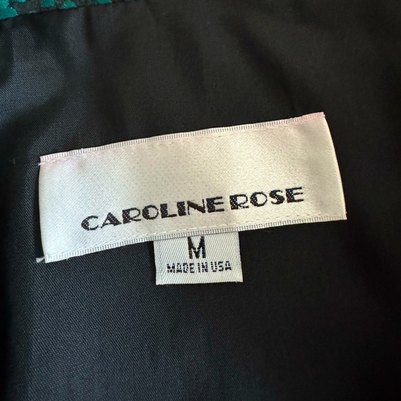 Caroline Rose Vintage Party Jacket Blue Green Black Dot Open Front Size Medium - Picture 7 of 10